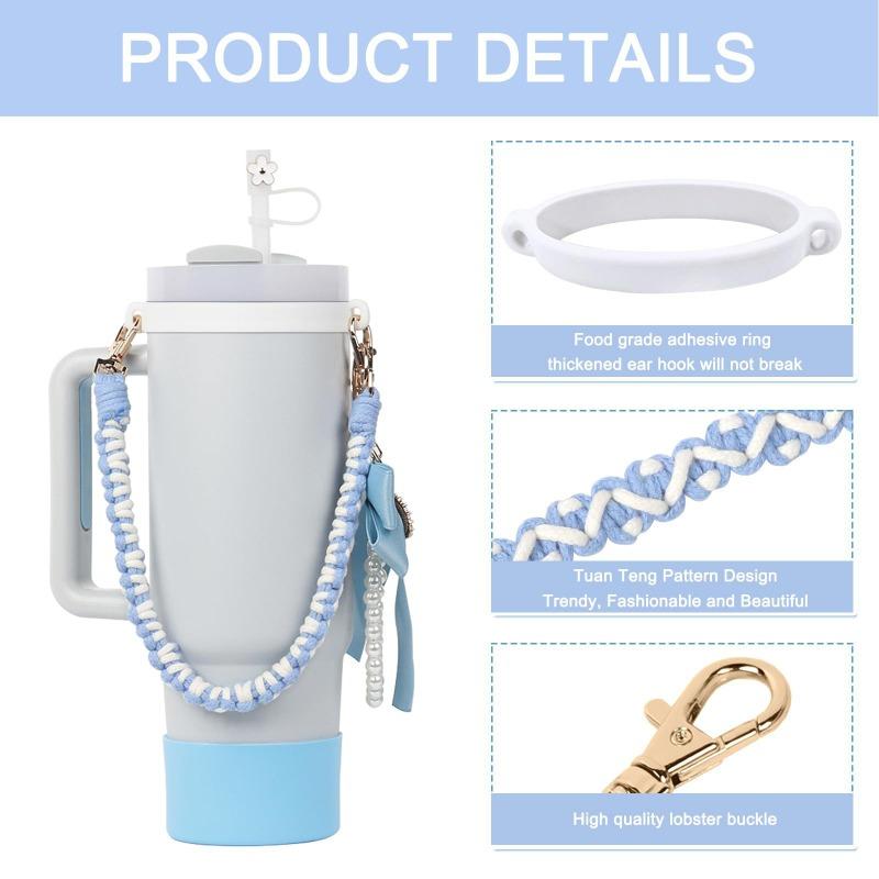 4 buc Accesorii pentru Stanley 10mm Capac Pai Floare Lanț Mărgele Breloc Dop Anti-Vărsare Pahar Apă Șnur de Mână Cadou