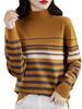 Γυναικεία μόδα casual ρίγες φθινοπωρινά χειμωνιάτικα μακρυμάνικα πουλόβερ με μισό ζιβάγκο