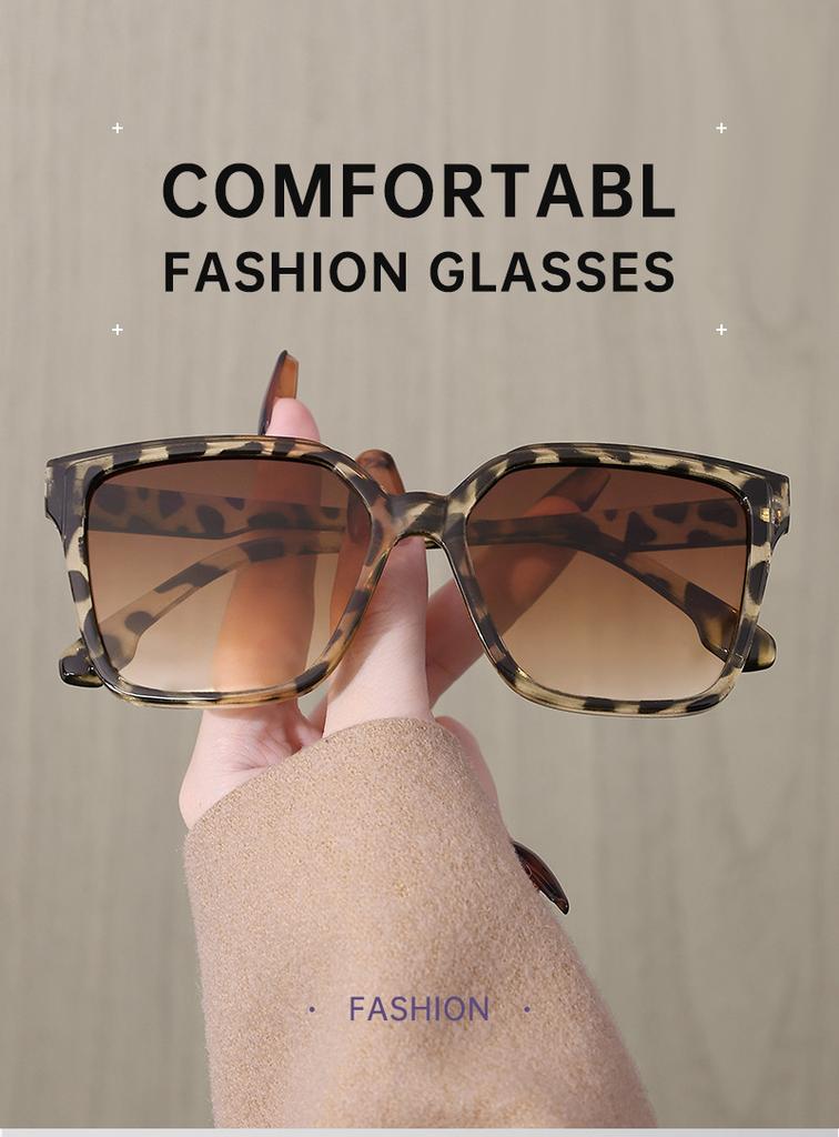 1PCS Fashionable Large Frame Leopard Print Sunglasses for Casual Commuting Shopping Outdoor Driving Sun Protection Eyewear
