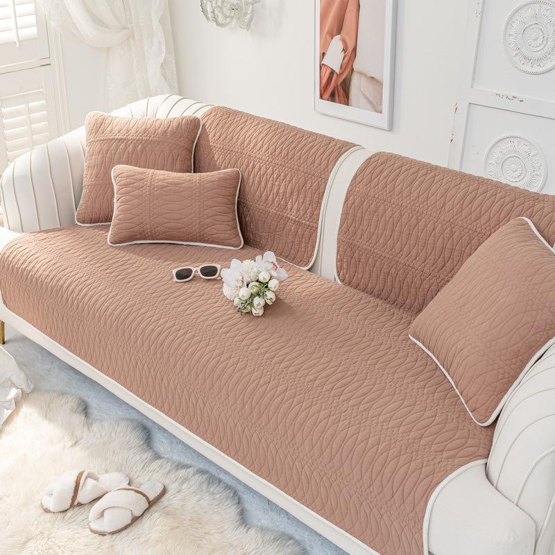 Four Season All Cotton Non-Slip Sofa Cushion Cotton Simple Modern Solid Color Cushion Universal Sofa Towel Cover Cover Cloth