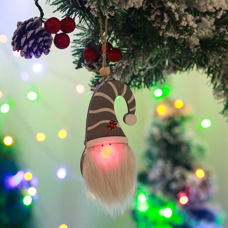 Christmas decoration forest old man with light pendant glowing Santa Claus small pendant window decoration