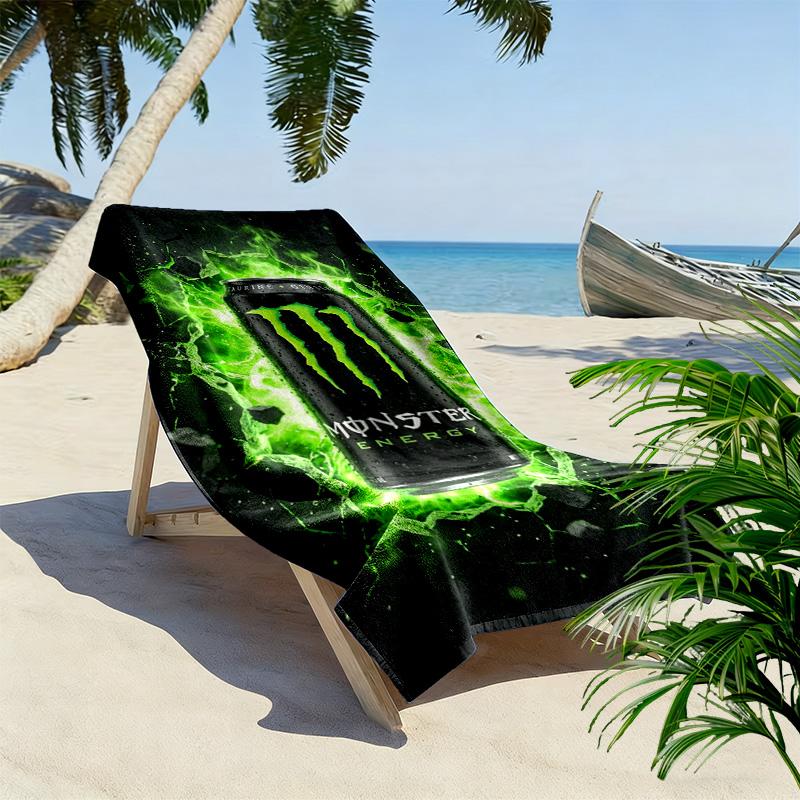 Monster Energy Drink Mega Power Can Beach Towel Beach Towel For Vacation Photos Soft Seaside Swim Quickdrying Swim Towel Beach Towel Printing