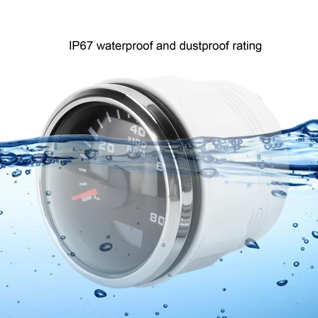 52mm Marine Pointer Tachometer Gauge Red Backlight   for Motorcycle Car Truck Boat Gasoline Engine 932V
