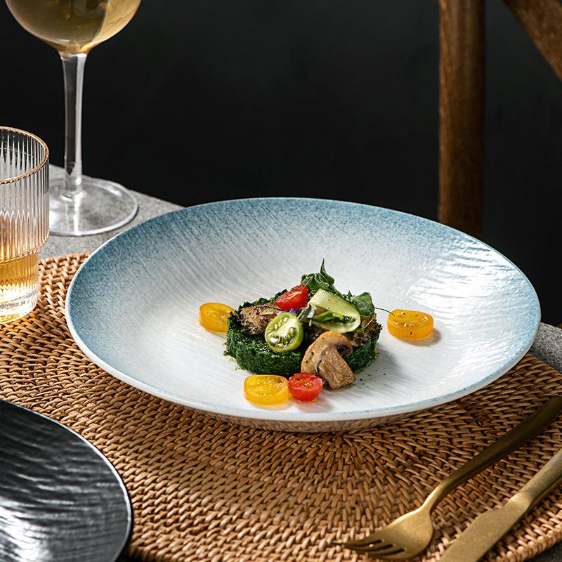 Simple Household Quicksand Deep Plate Ceramic Western Food Soup Plate Deep Plate High-End Dishes Plate Creative Hotel Plate