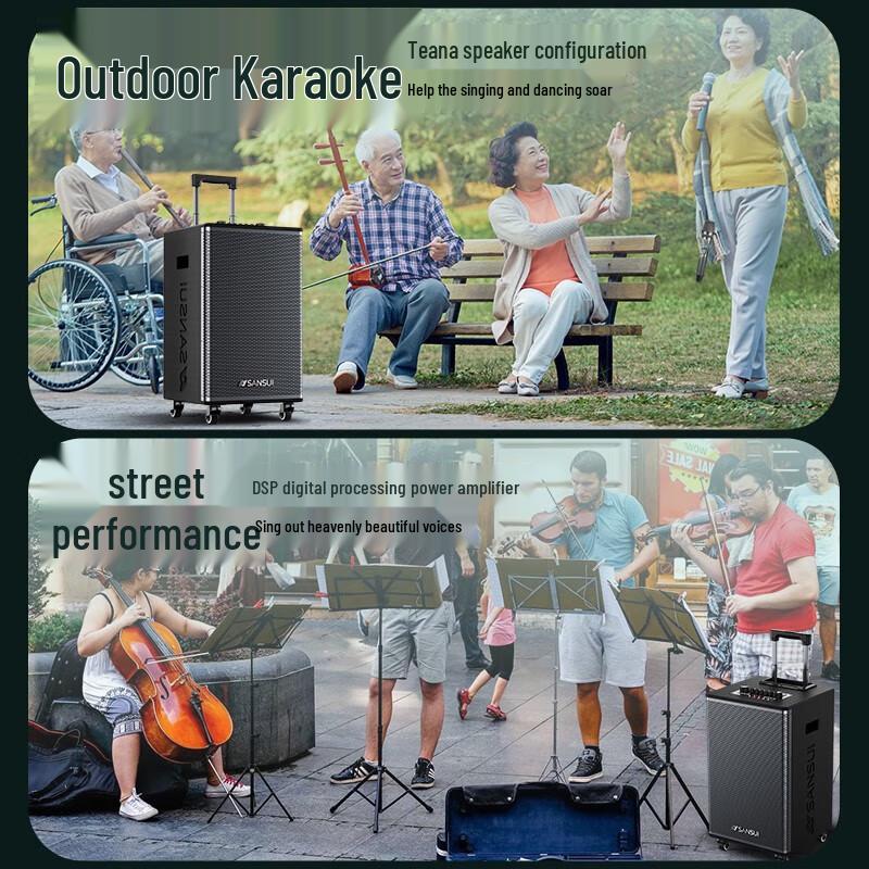 SANSUI Outdoor Portable KTV Trolley Speaker