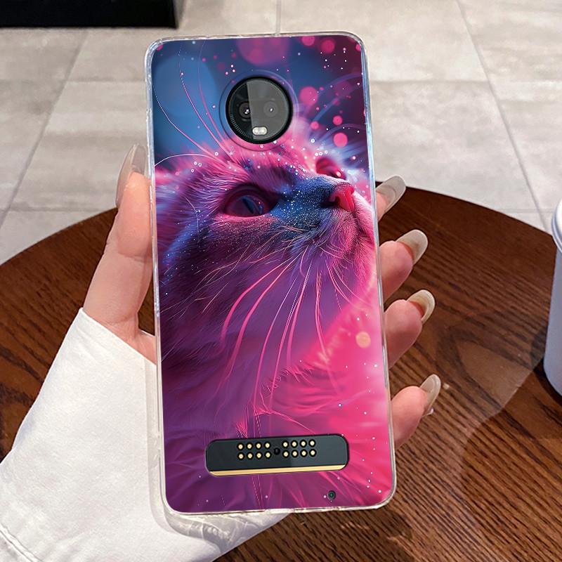 Jelly Casing For Motorola Moto Z3 Play Funda Coque Clear Silicone Soft TPU Back Cover Cute Cat Rabbit Heart Protective Case Capa