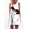 European and American Hot-selling New Digital Printing Round Neck Big Pendulum Loose Off-the-shoulder Medium and Long Vest Sleeveless Dress
