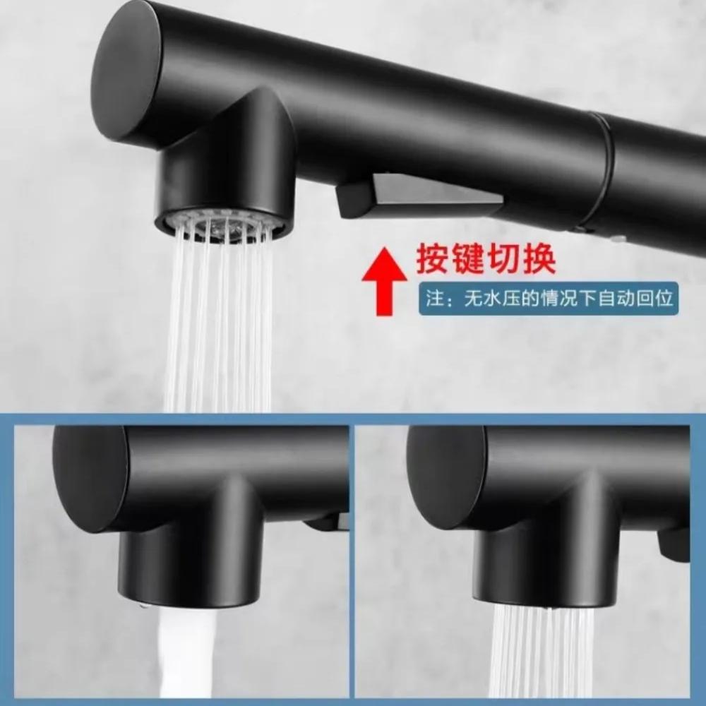 304 Stainless Steel Pull-out Faucet Wire Drawing Process Hot and Cold Water Tank Vegetable Washing Basin Telescopic Faucet