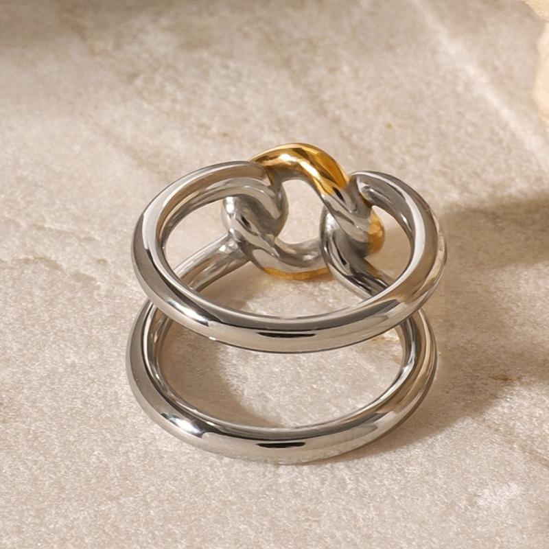 Unique Metal Ring Modern Unisex Jewelry Hollow Finger Rings Stainless Steel Texture Suitable for Men and Women Present