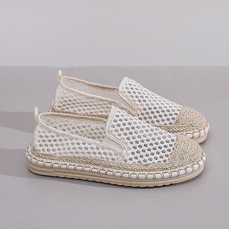 

Женские летние туфли-слипоны из сетки 2025 года - Легкая и дышащая повседневная обувь в традиционном пекинском стиле. 38 грязно-белый