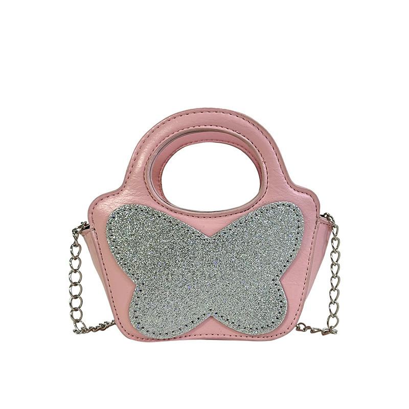 Fashionable Kids Butterfly Shaped Sequined Handbag Breathable And Cute Design