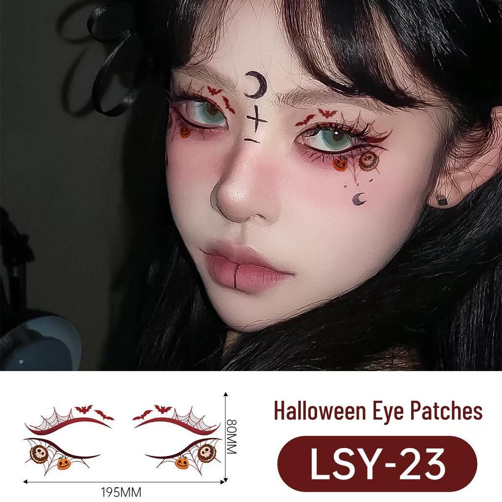 Scary Halloween Temporary Tattoo Stickers: Pumpkin, Spider Web & Eye Designs