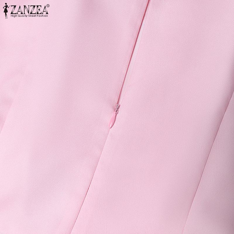 ZANZEA Women Summer Doll Collar Casual Short Sleeve Print Dress