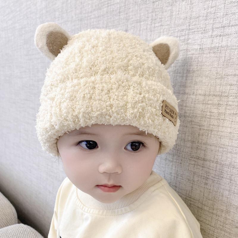 Baby Hats Winter Boys and Girls Baby Plush Hats Knitted Warm Ear Protectors Autumn and Winter Children's Wool Hats