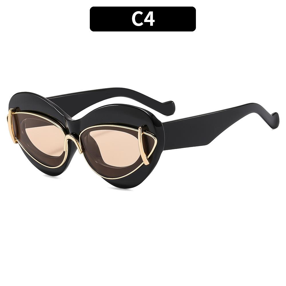 

Women s Cat-eye Personalized Sunglasses Brand Cross-border Ladies High-end Style Sun Protection Sun Glasses Trendy Sunglasses MULTI