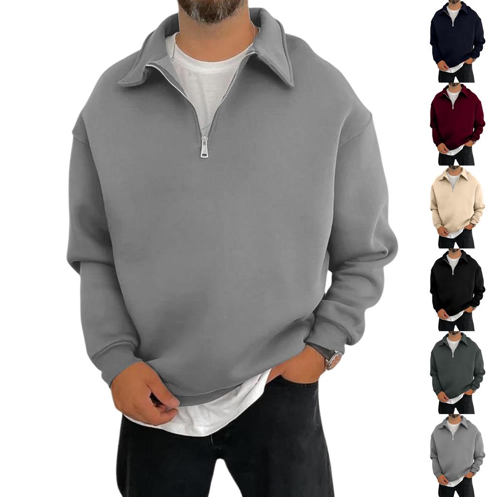 Men's Casual Loose-Fit Collared   Shirt With Long Sleeves