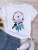 Women's Pattern Short Sleeve T-Shirt Women's Summer Clothing Feather 90S Fashion Women's University T-Shirt
