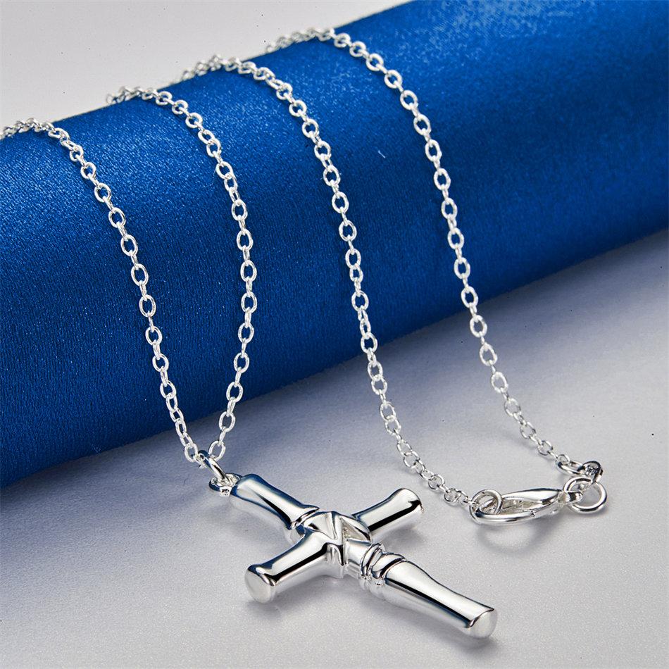 Collana con pendente a croce squisita in argento sterling 925, 16-30 pollici, per uomo e donna, gioielli alla moda, accessori hip-hop