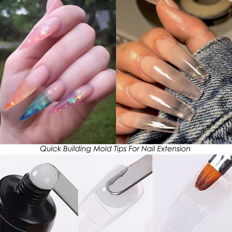 100pcs Quick Building Mold Tips Poly Nails Gel Fingers Extension Forms Nail Art UV Builder Acrylic False Fake Nail Tools