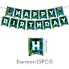 Blue-Green Lightning Glitch Game Controller Birthday Party Tableware Set