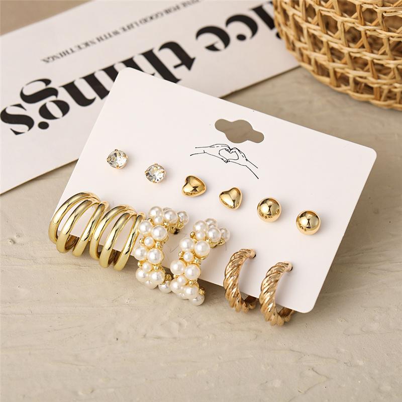 Bohemian Fashion Acrylic Leopard Round Circle Hoop Earrings Set For Women Gold Color Butterfly Pearls Drop Earrings Set Jewelry