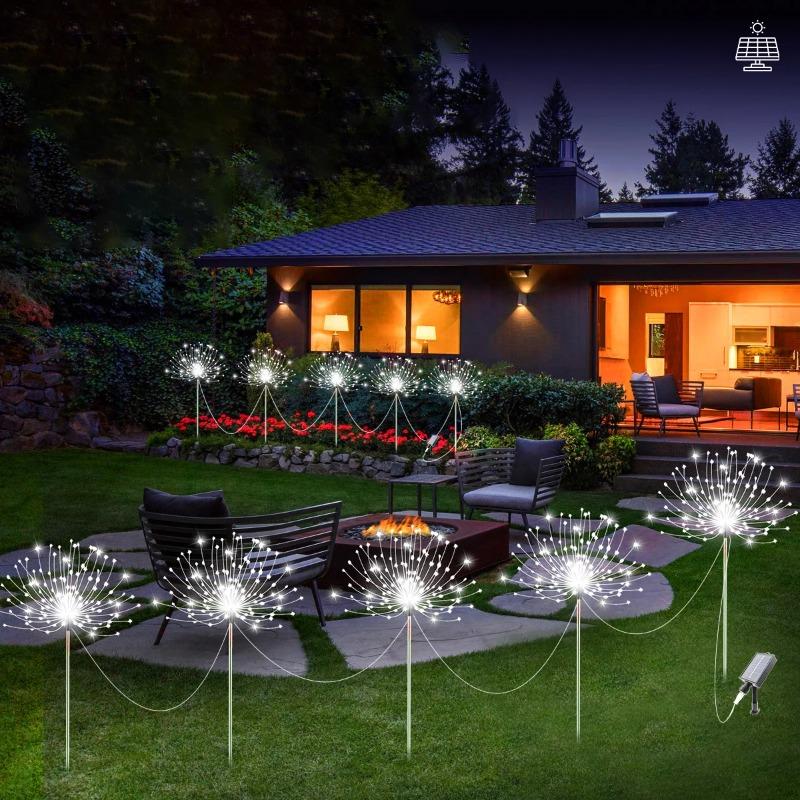 Solar Firework Fairy Lights 240-400 LED Outdoor Garden Decoration 8 Flashing Modes Lawn Pathway Lights Patio Party Wedding