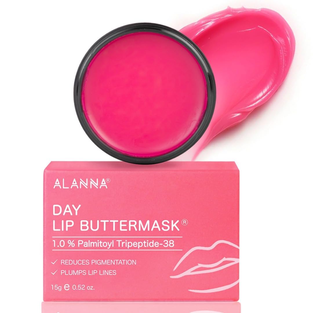 ALANNA Day Lip Butter Mask | Peptide Collagen With Shea Butter & Vitamin E | Lip Mask For Dark, Dry & Pigmented Lips | 10X Hydration, Plump & 12Hr