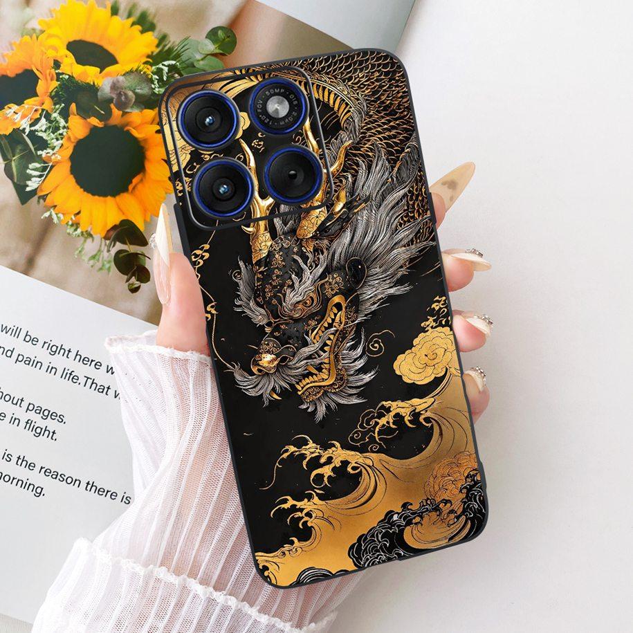 6.7" For Motorola Edge 70 Phone Case Luxury Dragon Cartoon Cover Soft Black Silicone Shell For Motorola Edge70 Moto X70 Air Etui