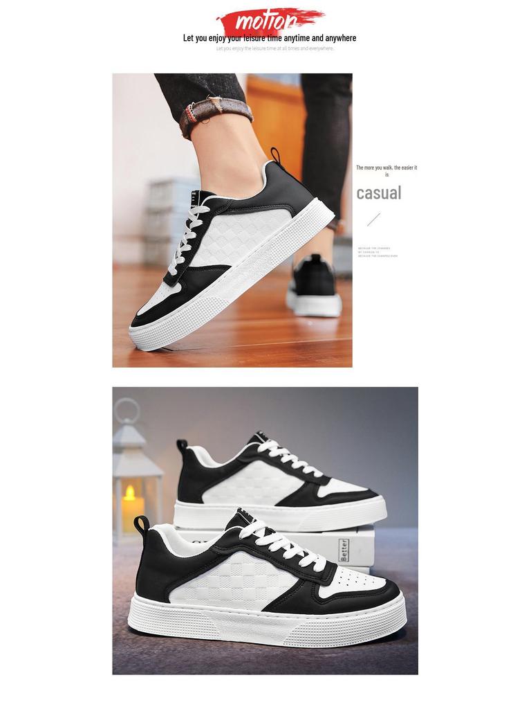 2024 Men's Trendy Korean Style White Sneakers: Versatile, Wear-Resistant, Casual Sports Shoes for Spring