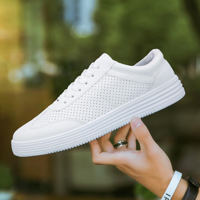 Białe buty letnie, buty męskie na grubej podeszwie, buty studenckie, oddychające buty sportowe i rekreacyjne