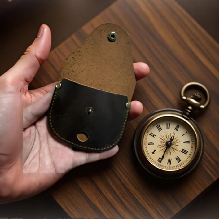 Detachable Navigations Tool Handmade Brasses Compasses Case Hiking Equipment with Leather Case