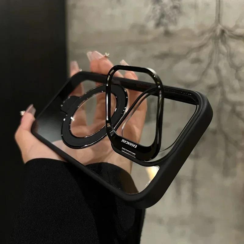 Luxury Ring Magnetic Glass Lens Stand Phone Case for iPhone 17 16 11 13 14 12 15 Pro Max Funda Magsafe Clear Protect Cover