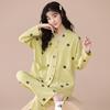 Autumn V-Neck Women's Pajamas Set: Cute Long-Sleeve, Plus-Size Homewear for Spring/Autumn.