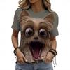Summer Round Neck 3D Animal Print T-shirts Fashionable Casual Short Sleeved Women's T-shirts