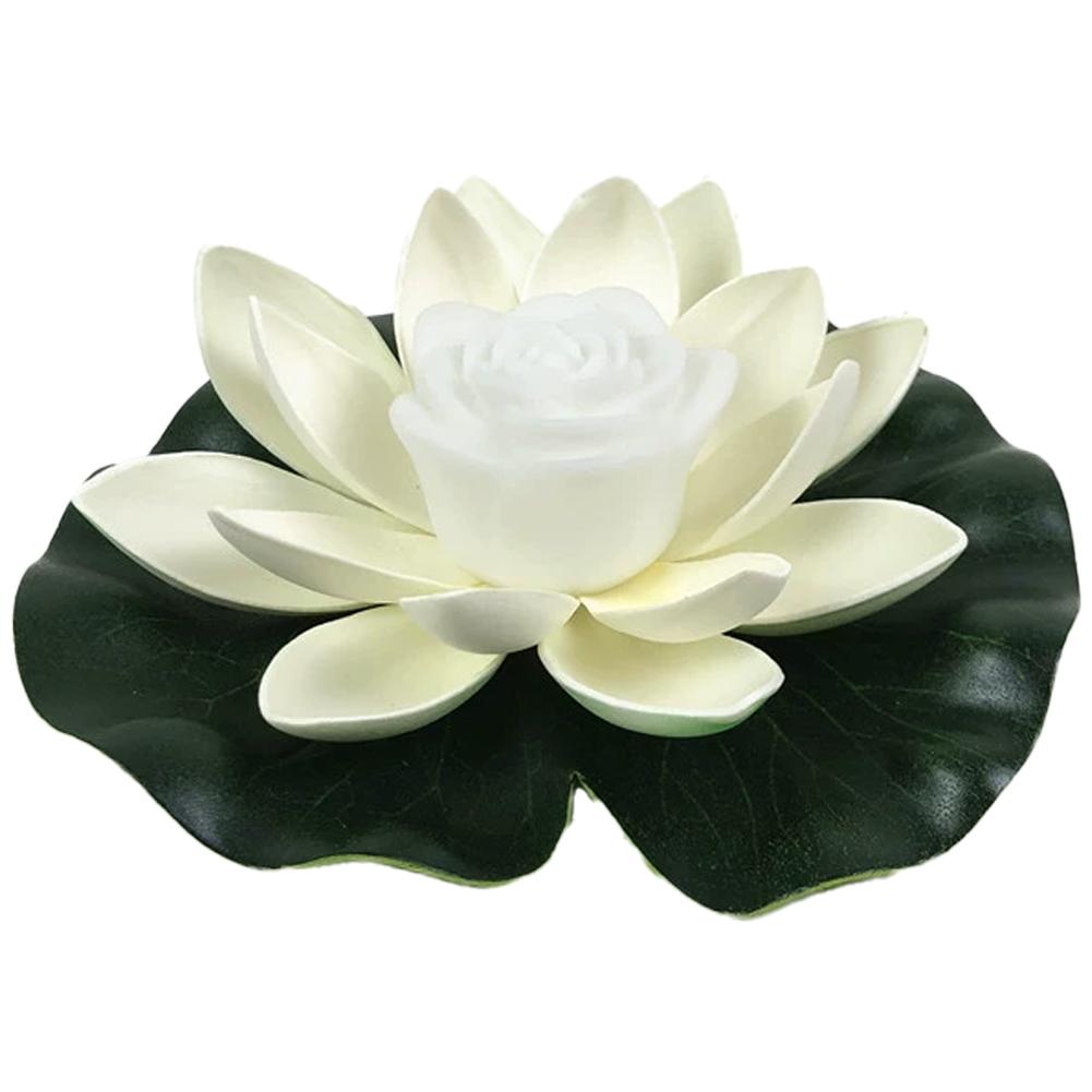 18cm LED Waterproof Floating Wishing Lotus Light Artificial Flower Floating Fake Lotus Plant Water Lily Micro Landscape Decor