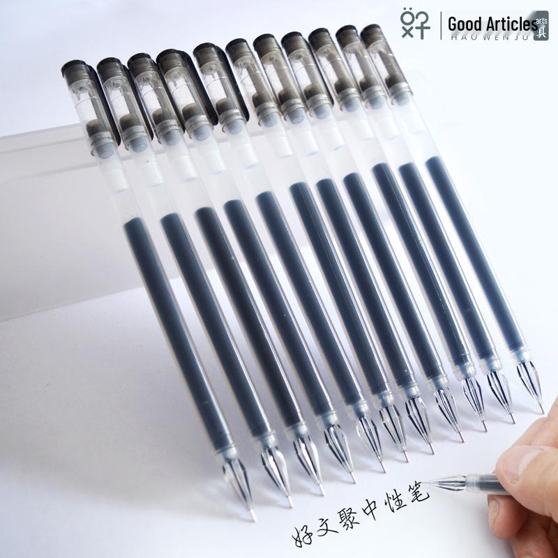 Large Capacity 0.5mm Black Gel Pen for Students - Needle Tip, Refillable, Perfect for Signatures and Exams.
