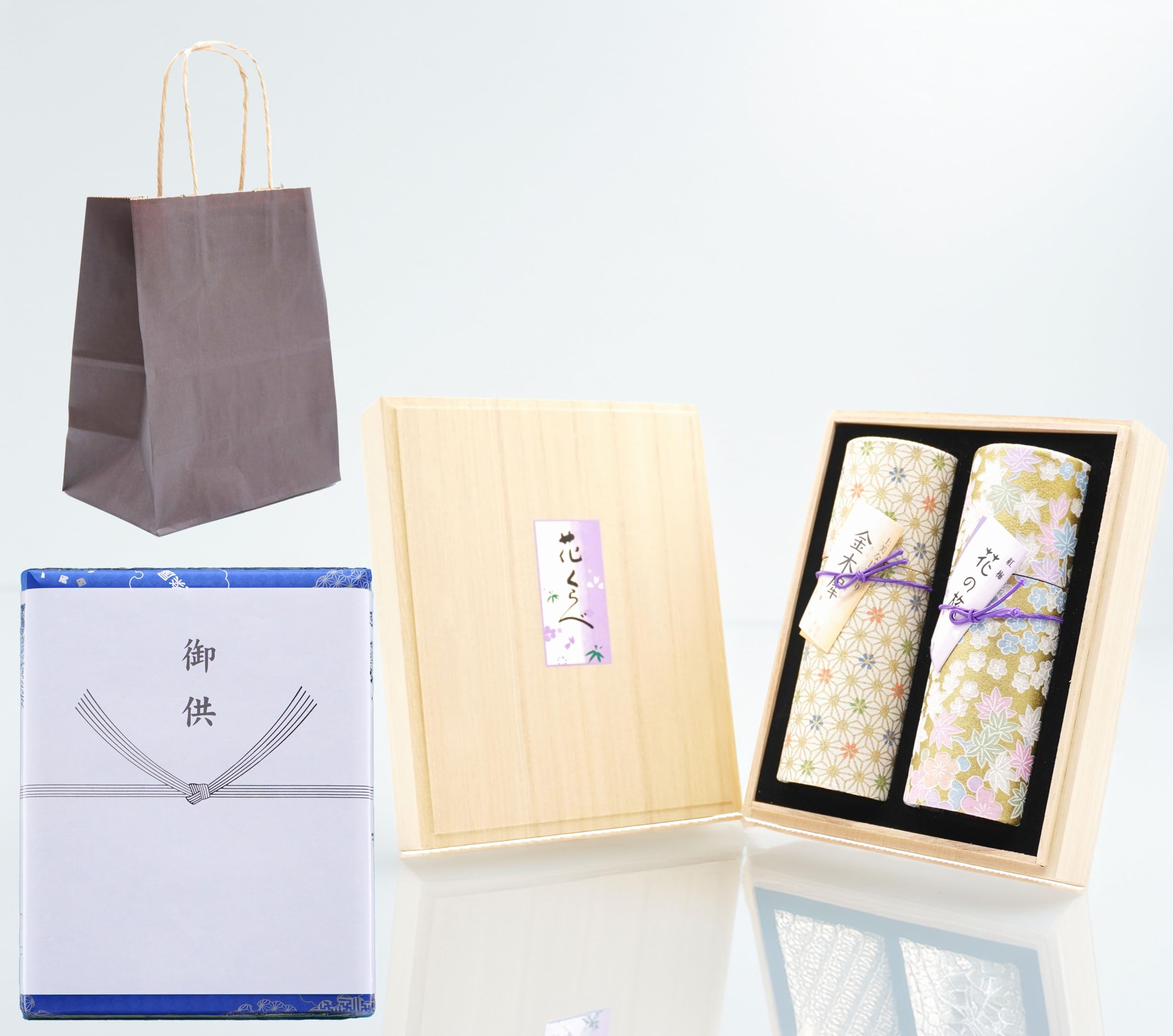 

Hana Kurabe Nishu-Koh (Osmanthus and Red Plum Fragrance) Incense Set Luxury Paulownia Box Subtle Smoke Type Gift Wrapping and Memorial Scroll