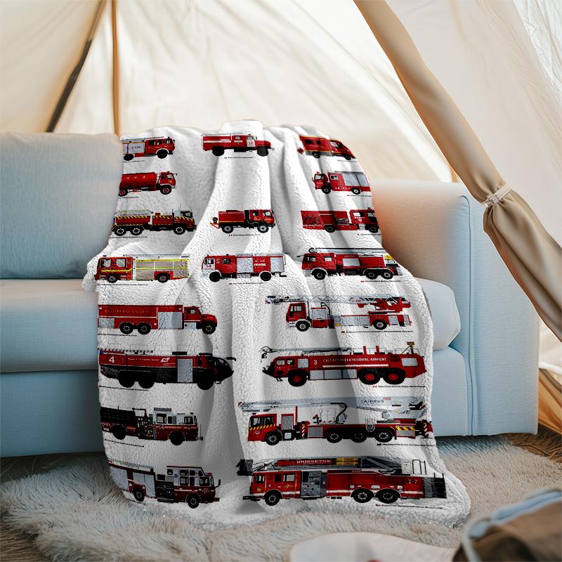 fire truck Theme Printed Blanket - Perfect for Couch, Bed, Travel & Outdoor Use | Machine Washable, Cozy & Durable.