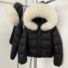 OFTBUY Fluffy Jacket Female Hooded White Duck Down Coat 2025 New Autumn Winter Top Clothing Women Tnick WarmReal Fox Fur Caot