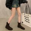 Flat-Bottomed Retro Suede Martin Boots Women'S Shoes Spring And Autumn Single Boots Rear Zipper Thin French Short Boots