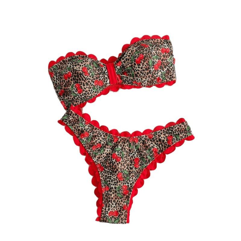 Nuovo Bikini Bikini Top a Tubo Costume da Bagno Stampa Leopardo Costume da Bagno a Pezzi Staccati Completo Donna