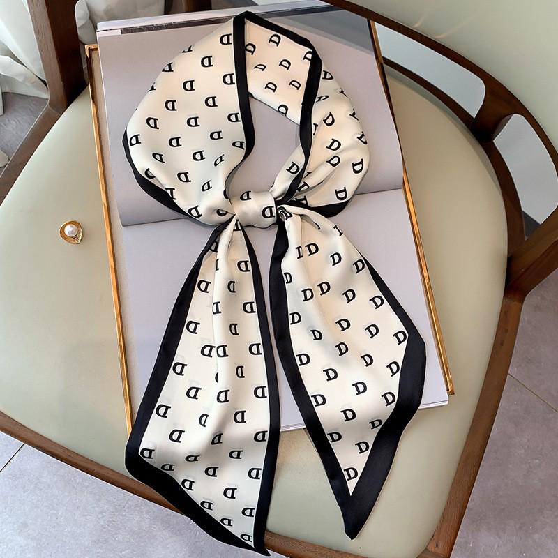 Korean Polka Dot Skinny Scarf: Imitation Silk Spring/Summer Neck Scarf & Headband Tie for Women