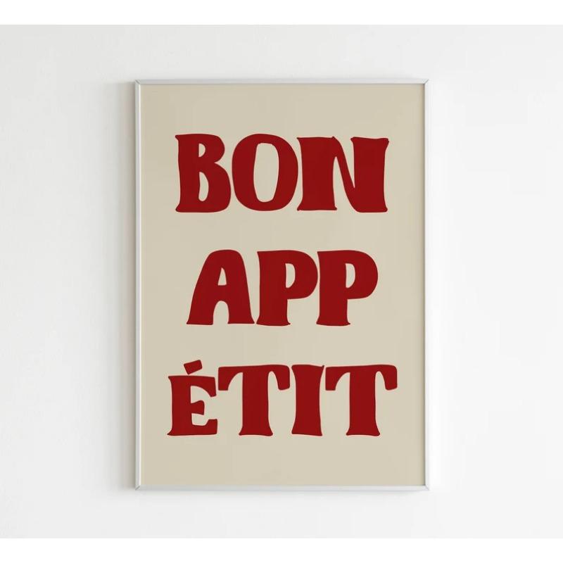 

1pc Bon Appetit Art Poster French Minimalist Wall Decor French Quotes for Kitchen Dining Room Living Room Bedroom Home Office 21cm×30cm NoFrame