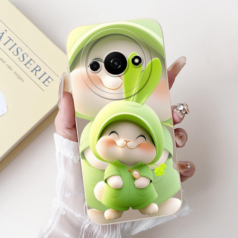 For Redmi A3 4G Phone Case For Xiaomi Poco C61 Cover Silicone Luxury Fashion Flowers Kawaii Cute Cat Painted Shockproof Bumper