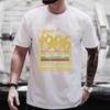 Unisex T-Shirt mit Rundhalsausschnitt Hergestellt 1986 Kassettenband Grafik-T-Shirt Retro Vintage Geburtstag Lässiges Kurzarm-Oberteil Für Musikgeschenk Tragen