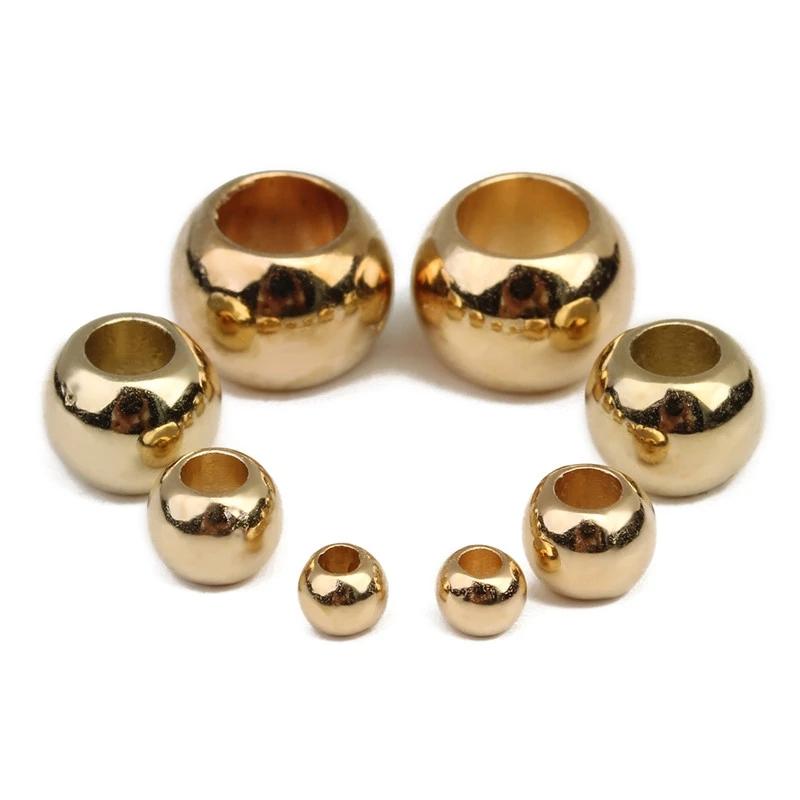 20-100pcs/Lot 6 8 10 12 14mm CCB Spacer Beads Round Loose Bead Big Large Hole Beads For Jewelry Making  DIY Bracelet Wholesale