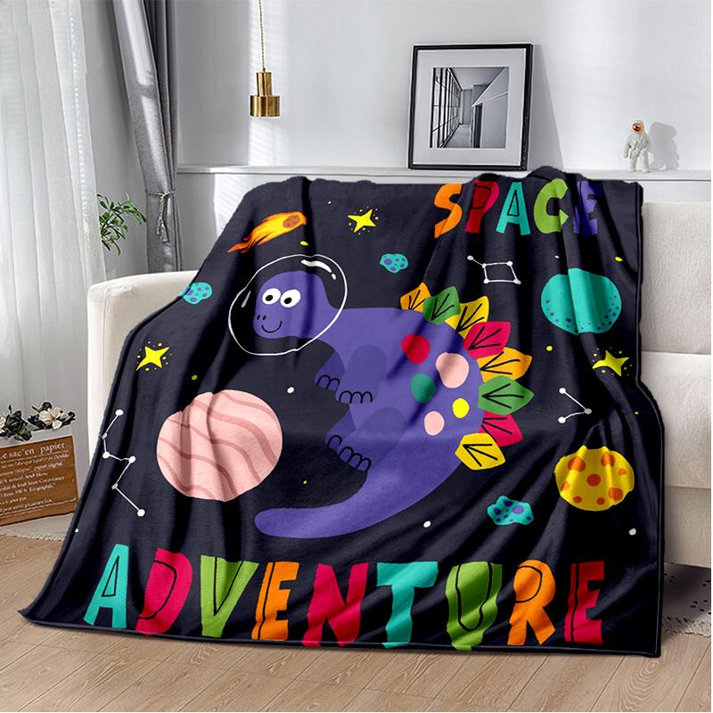 Cartoon Dinosaur Space Cute Dino Children Soft Plush Blanket,Flannel Blanket Throw Blanket for Living Room Bedroom Bed Sofa Kids