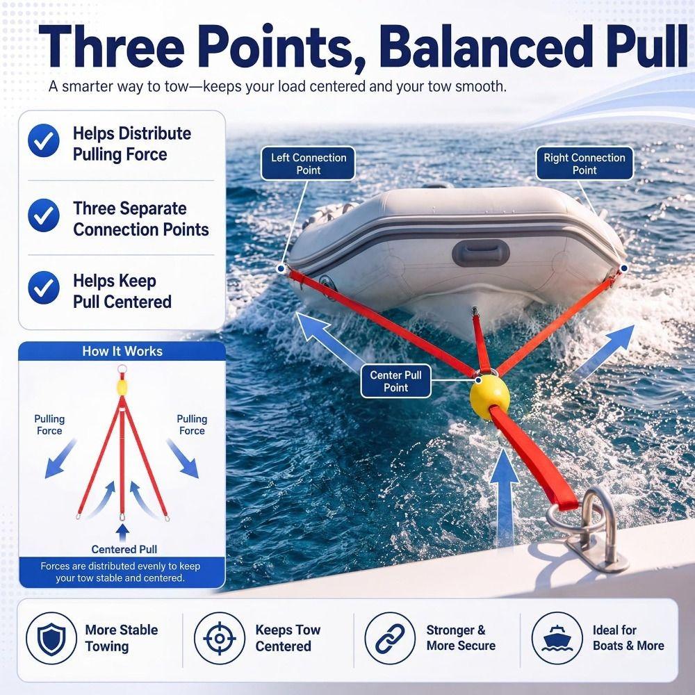 Heavy Duty Boat Towing Bridle High Strength Polyester Marine Towing Harness  Water Sports