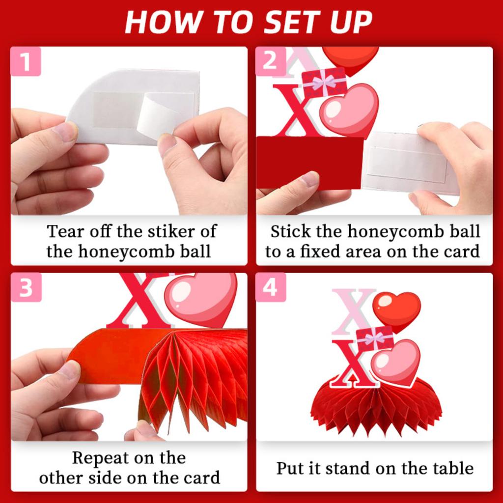 9 Valentine's Day Honeycomb Decorations, Valentine's Day Table Party Decorations, Desktop Decorations