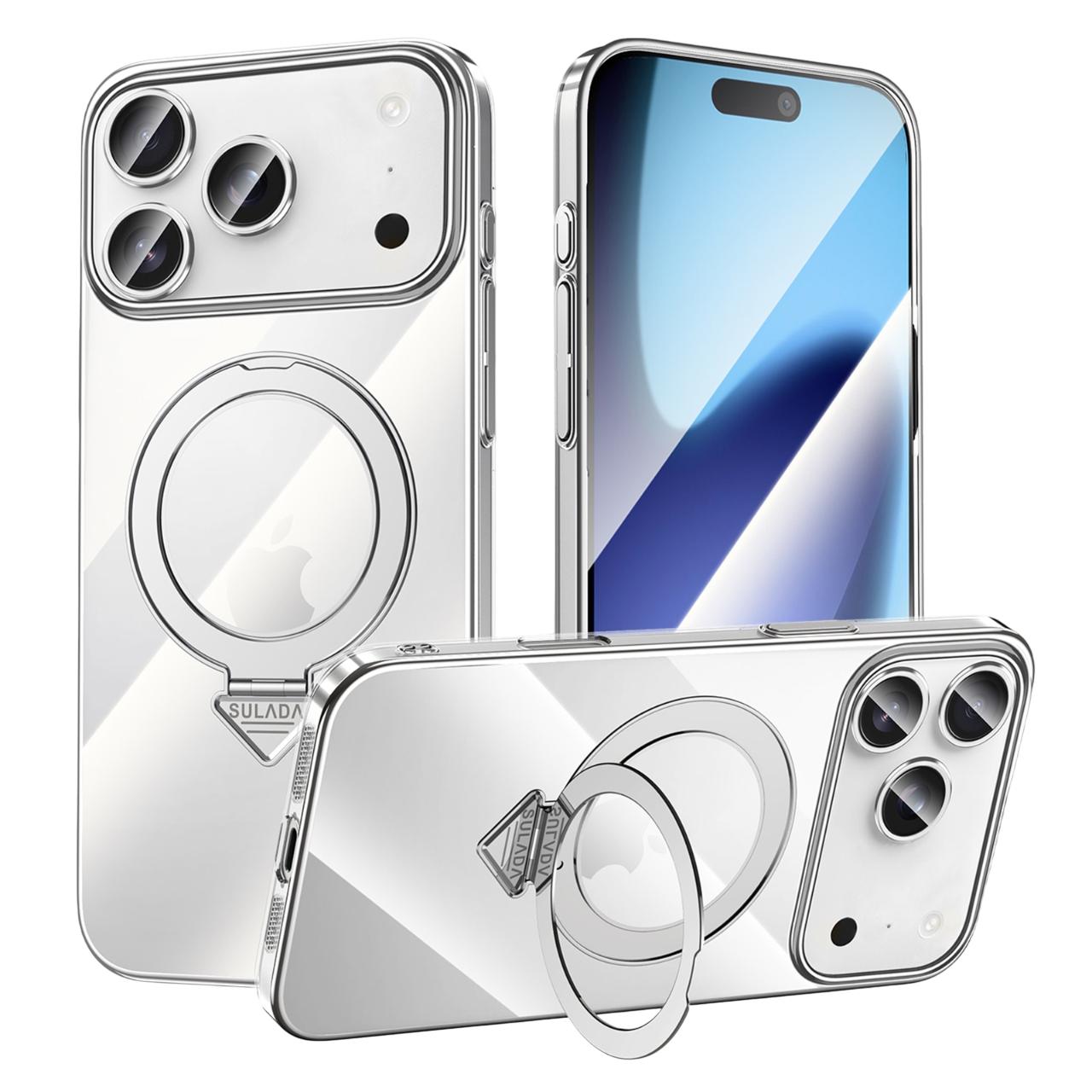 

SULADA Чохол для iPhone 17 Pro Max Сумісний з MagSafe Гальванізована складана підставка Прозора полікарбонатна кришка для телефону